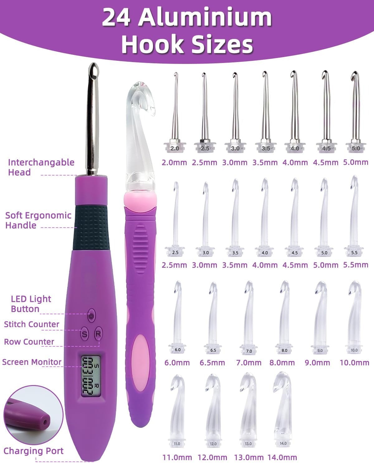 Coffret de 24 crochets lumineux avec compteur numérique