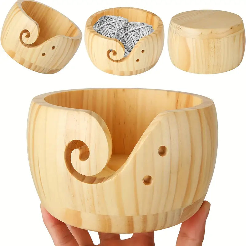 Bol en bois pour crochet et tricot