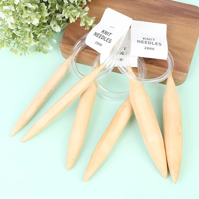 Aiguilles à tricoter circulaires en bois