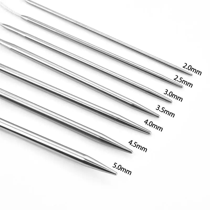 Kit de 3 aiguilles à tricoter circulaires en acier inoxydable