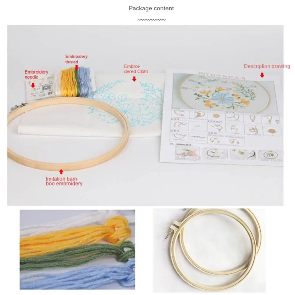 Kit broderie — Chat et fleurs