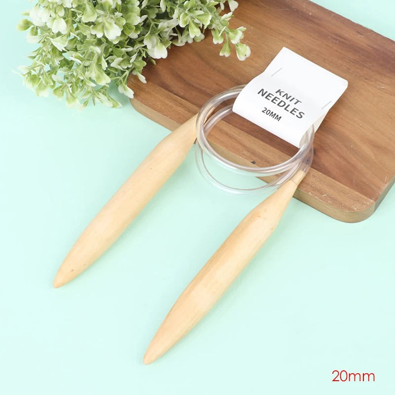 Aiguilles à tricoter circulaires en bois